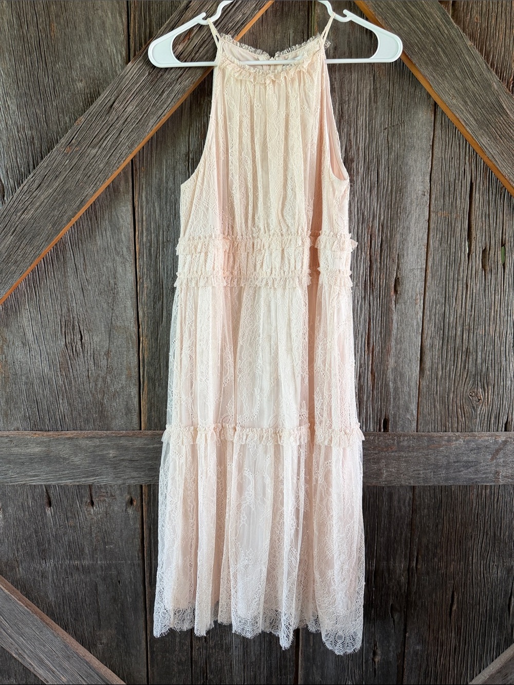 Calvin Klein Blush Lace Maxi Dress